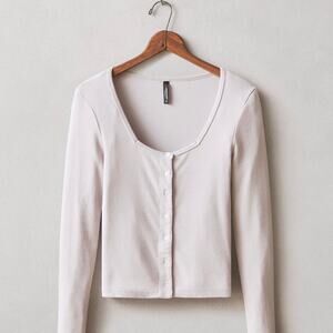 NWOT American Giant Luxe Rib Square Neck Cardigan Top Women's Small Gray